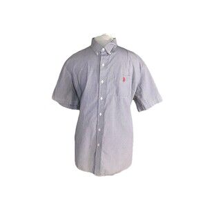 Y2K Us Polo Ass.Shirt, Size XXL, Short Sleeve ,Blue Gingham, Button Down
